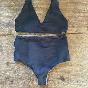 ACACIA Maggie Top size small and Seychelles Bottom size medium Black Ribbed